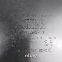 Vintage Kuhn Rikon Durotherm Skillet 11 5/8 Stainless Steel 18/10 Brass Handles