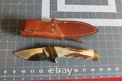 Vintage Mase Custom Handmade Fixed Blade Knife Bone Brass Handle with Sheath