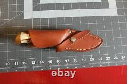 Vintage Mase Custom Handmade Fixed Blade Knife Bone Brass Handle with Sheath