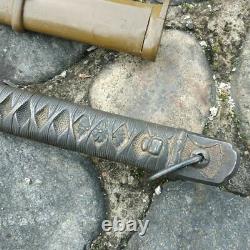 Vintage Military Japanese Army Nco Katana Sword Carbon Steel Blade Brass Handle