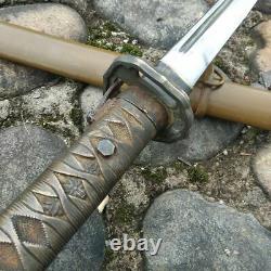 Vintage Military Japanese Army Nco Katana Sword Carbon Steel Blade Brass Handle