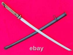Vintage Military Japanese Army Sword Blade Samurai Katana Brass Handle With Number
