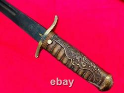 Vintage Military Japanese Navy Dagger Samurai Sword Tanto Brass Handle Sheath