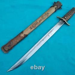 Vintage Military Japanese Navy Short Sword Dagger Knife Brass Handle Scabbard