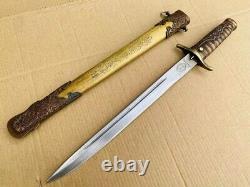 Vintage Military Japanese Navy Short Sword Dagger Sign Blade Knife Brass Handle