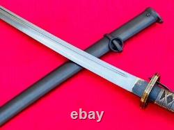 Vintage Military Japanese Sword Samurai Katana Signed Blade Brass Handle Number