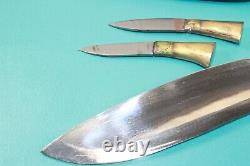Vintage Nepalese Kukri Knife Brass Handled + Sheath Nepal Markings