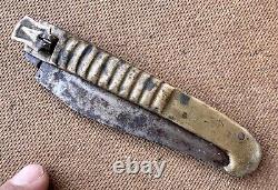 Vintage Old Hand Crafted Brass Handle Iron Blade Folding Locking Safety Knife