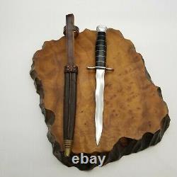 Vintage Rostfrei KRIS 5 5/8 BLADE DAGGER Leather Brass spacer handle with sheath