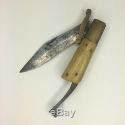 Vintage Sheffield Steel No 6 Superior Pocketknife Brass Bone Handle 1850s Knife