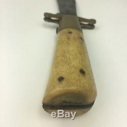 Vintage Sheffield Steel No 6 Superior Pocketknife Brass Bone Handle 1850s Knife