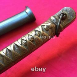 Vintage Sword Japanese Samurai Katana High Carbon Steel Brass Handle With Sheath