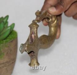 Vintage Unique Lion & Deer Floral Work Sword Hilt Handle Brass Decorative 14446