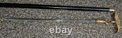Vintage Walking Stick/Cane withHidden Sword Coal Mining Hammer/Chisel Brass Handle