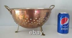 Vintage Williams Sonoma copper steel brass footed handled colander France