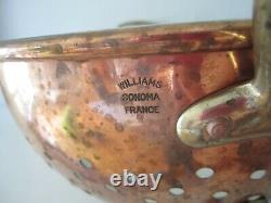 Vintage Williams Sonoma copper steel brass footed handled colander France