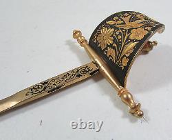 Vtg Brass Handle Ornate Dagger Sword Sabre Knife Paper Letter Opener 9.5 Long