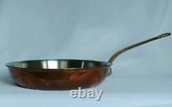 Vtg Williams Sonoma 10Copper Fry Pan Stainl. Steel Lined withBrass Handle France
