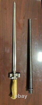 WW1 French Lebel Model Bayonet Cruciform Blade Brass Handle Nice Markings