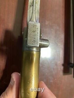 WW1 French Lebel Model Bayonet Cruciform Blade Brass Handle Nice Markings