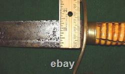 War of 1812 Unmarked Wire Wrapped Bone & Brass Handle 31 Hanger Sword