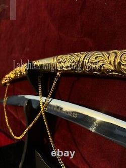 Wedding sword, GOLD SWORD, WITH royal designer gold plated hilt and scabbard
