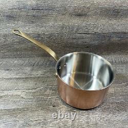 Williams Sonoma France Copper Stainless Steel 3.5 QT Sauce Pan Pot Brass Handle