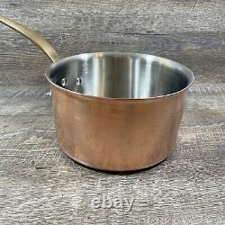 Williams Sonoma France Copper Stainless Steel 3.5 QT Sauce Pan Pot Brass Handle