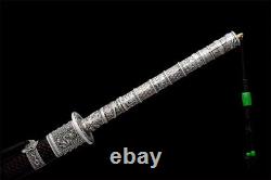 Wonderful KangXi Dao Broadsword Sword Sharp Damascus Steel Blade Metal Handle