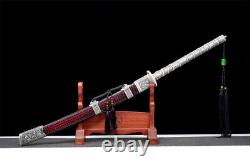 Wonderful KangXi Dao Broadsword Sword Sharp Damascus Steel Blade Metal Handle